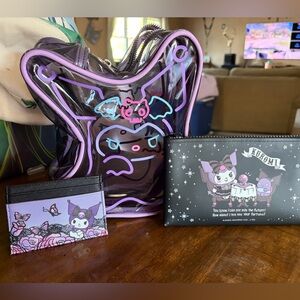 Kuromi Purple Clear Character Tote Bag with Matching Wallets